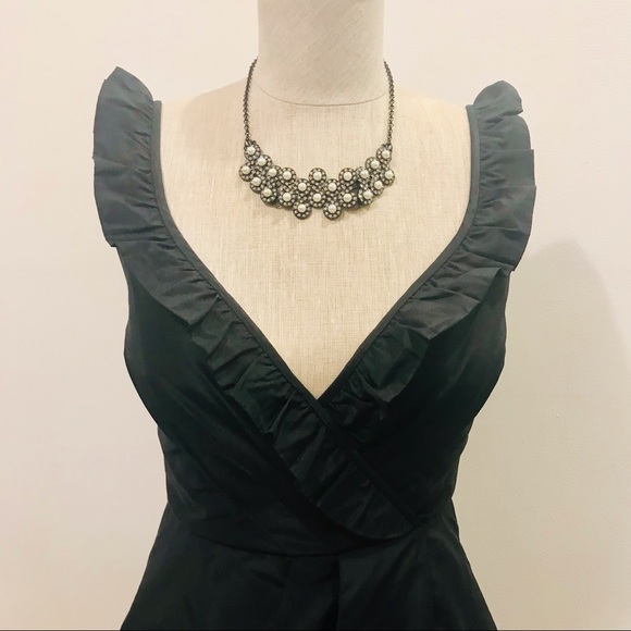 J. Crew black silk taffetas ruffled neckline sundress. Size 00. EUC - Picture 9 of 11